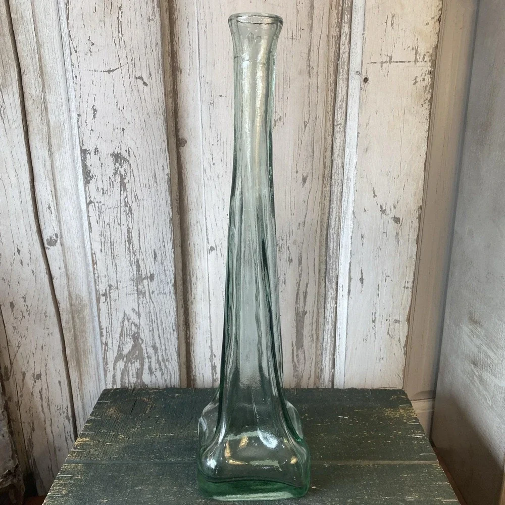 MCM‎ Rosenthal Netters Pale Green Blown Glass Flower Vase Made in Spain 16.5